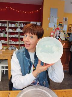 Franzi painting ceramics